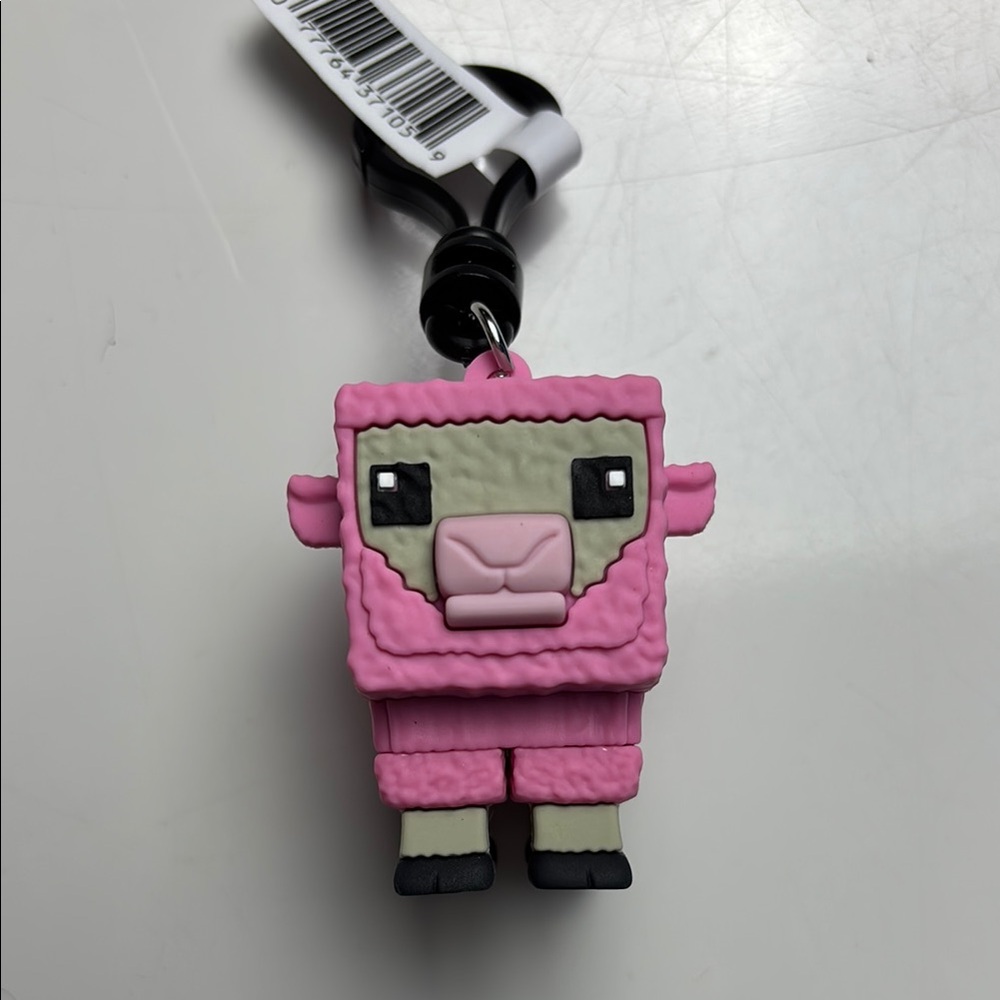 Mojang Minecraft movie pink sheep bag clip keychain